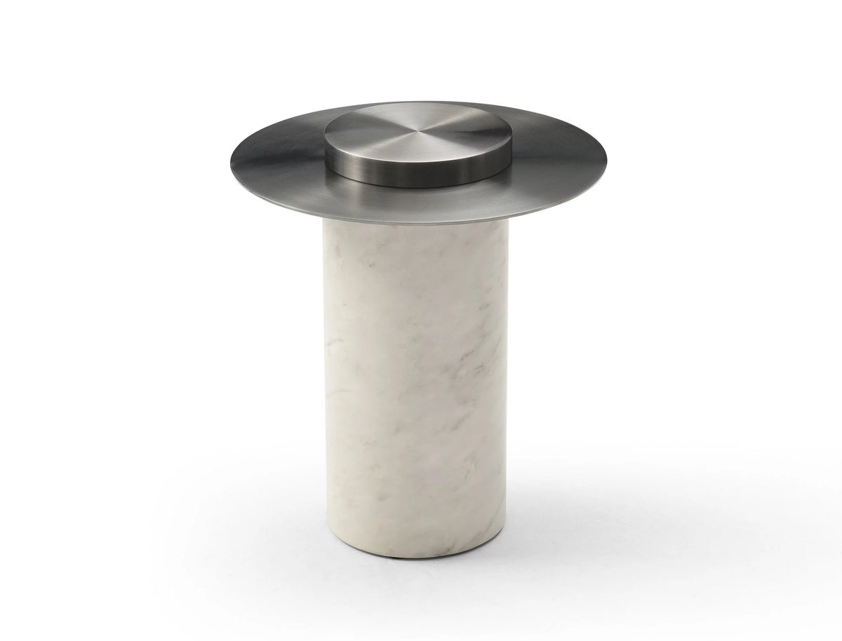 Side Table with Stainless-Steel Top and Wood Base A284998