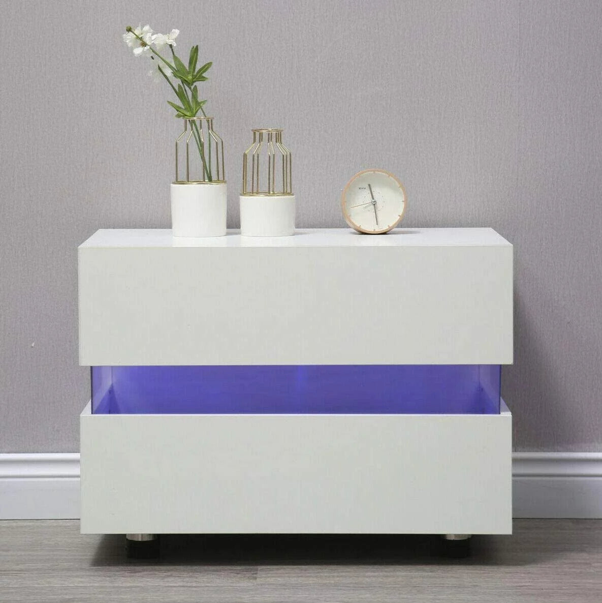 White High Gloss 2 Drawer Nightstand H4231