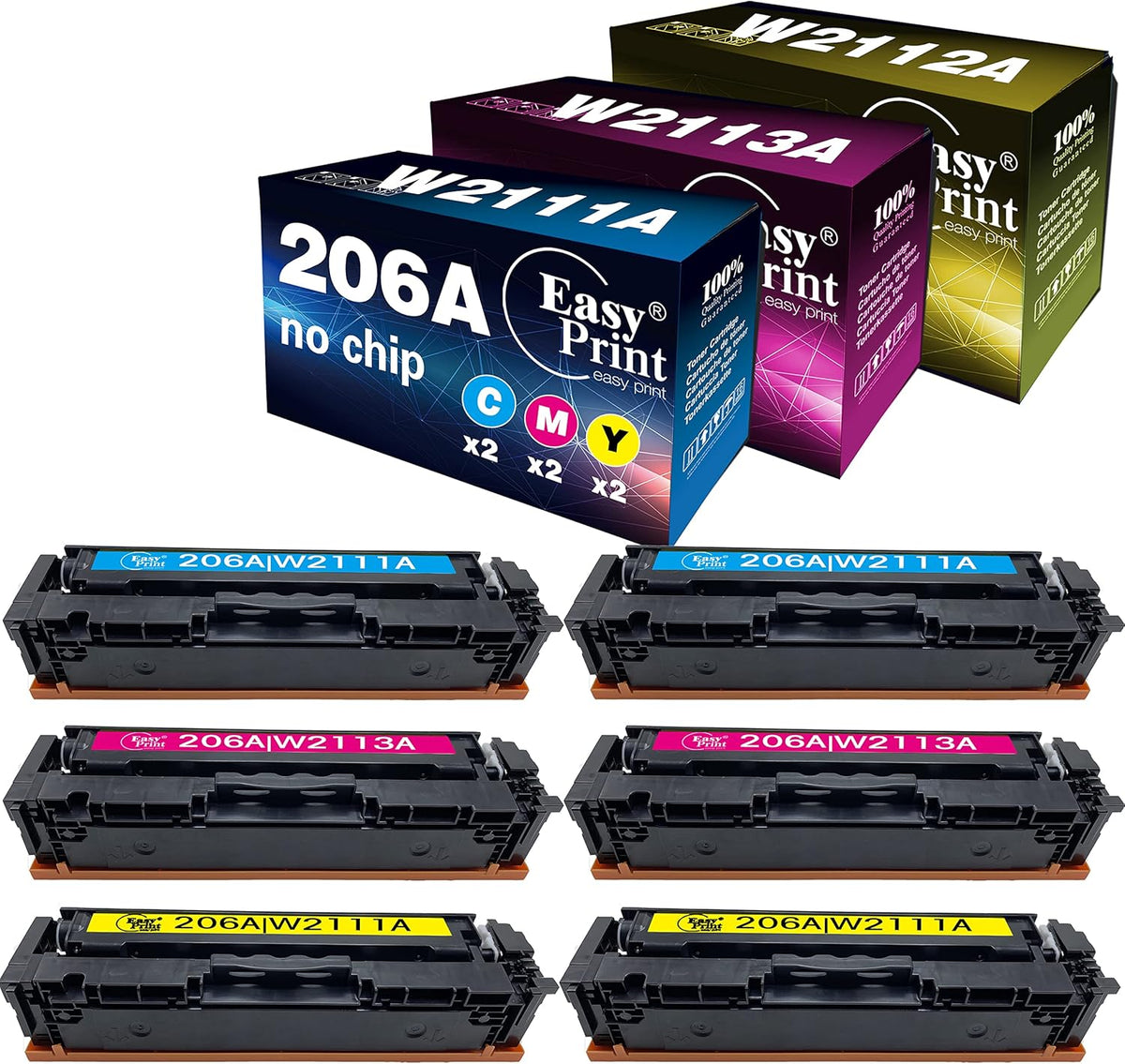 206A Toner Cartridge 6 Pack (2 Cyan 2 Magenta 2 Yellow) C70587