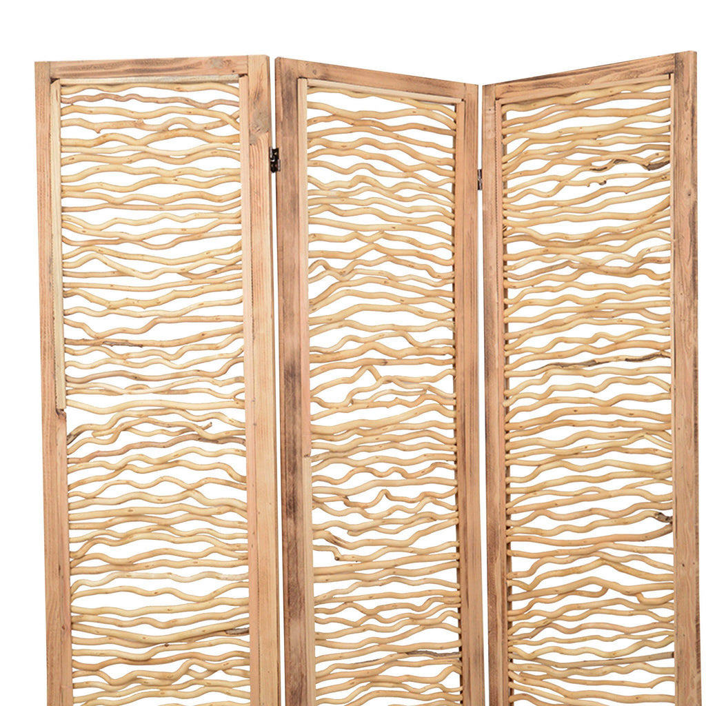 Brown 3 Panel Wood Screen N1238