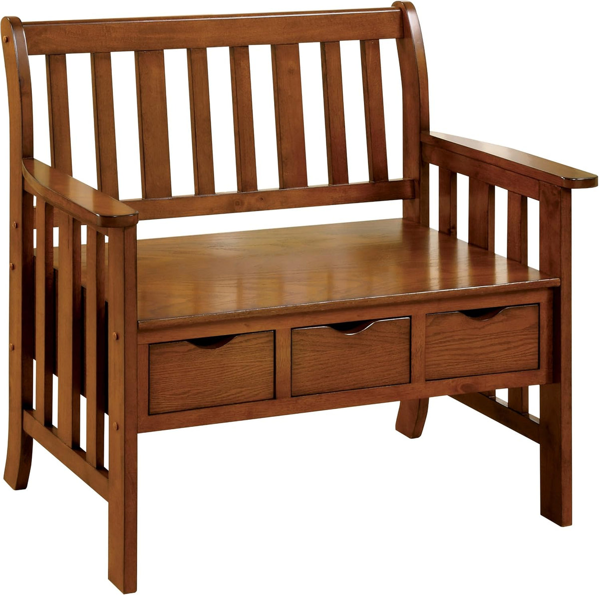 Oak Accent Bench with 3-Drawers Y838